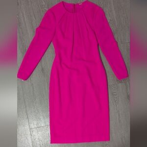 Adam Lippes Hot Pink Long Sleeve Pearl Dress Size 2 NWOT!